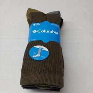 Columbia Multi Colored Crew Socks 4 Pairs Polyester Blend Men's Size 6-12 New‎